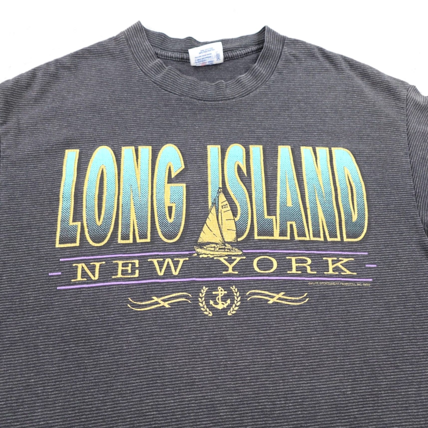 TEE JAYS VINTAGE Long Island New York Shirt Mens Large Gray Single Stitch Sail Boat 90s Tee Jays Cotton Polyester Crew Neck Short Sleeve Graphic Print Size US L / EU 52-54 / 3 - 3 Thumbnail