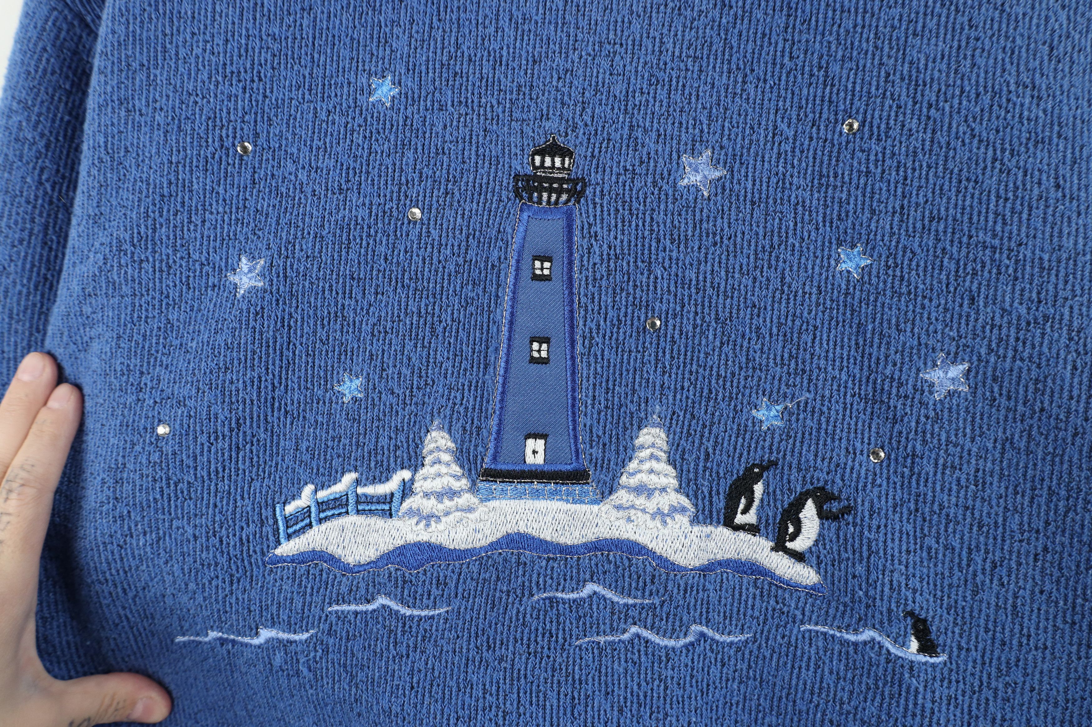 Vintage Vintage 90s Streetwear Winter Lighthouse Penguin Sweatshirt Size XS / US 0-2 / IT 36-38 - 4 Thumbnail
