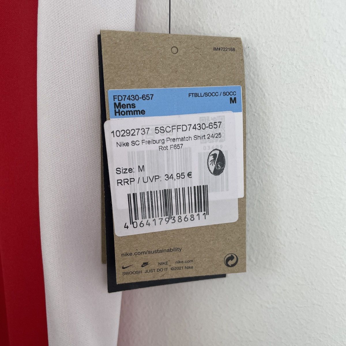 Nike SC Freiburg Pre-Match Men’s Nike Jersey Shirt 2024/2025 Size US M / EU 48-50 / 2 - 4 Thumbnail