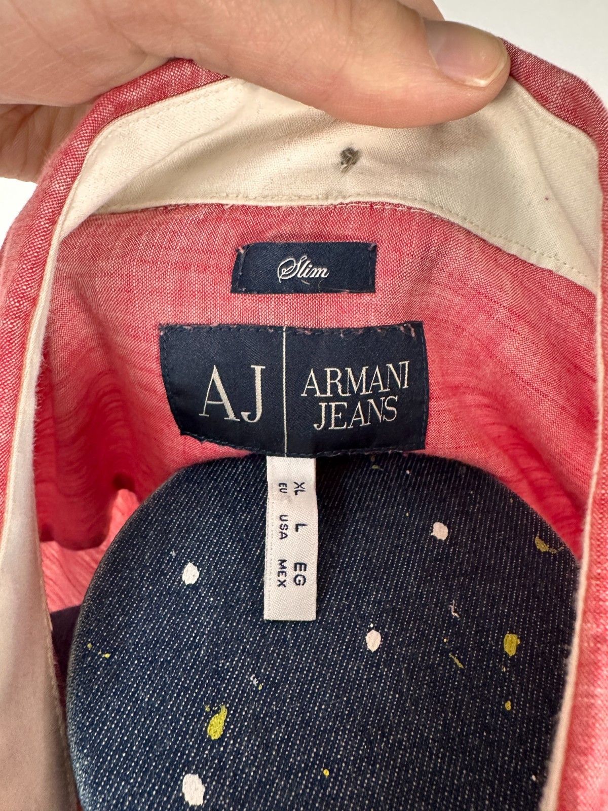Armani Armani Jeans Shirt Button Up Long Sleeve Pink Size XL Slim Size US XL / EU 56 / 4 - 9 Thumbnail