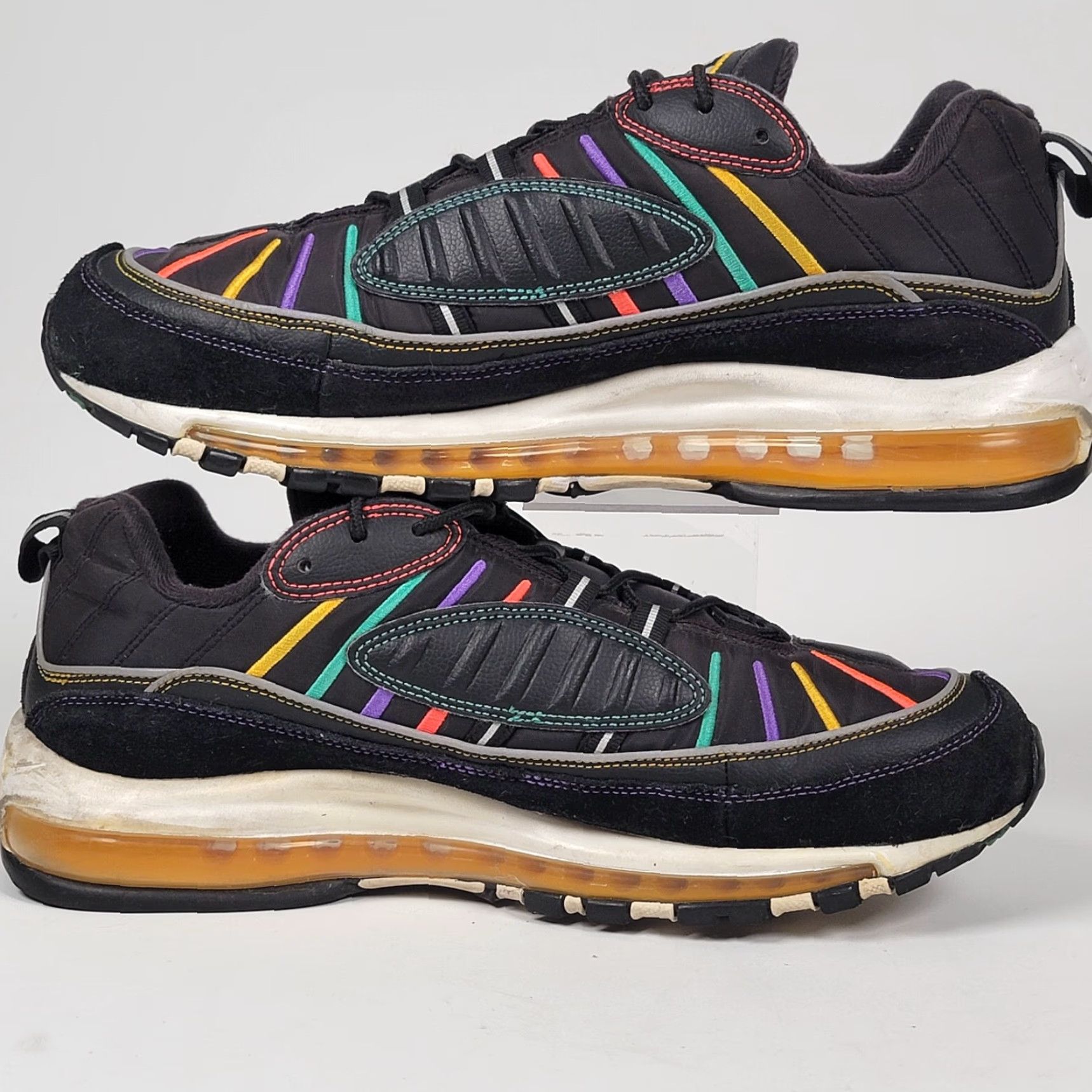 Nike Nike Air Max 98 Mens Size 12 US 46 Black Multicolor Leather Running Sneakers Size US 12 / EU 45 - 4 Thumbnail