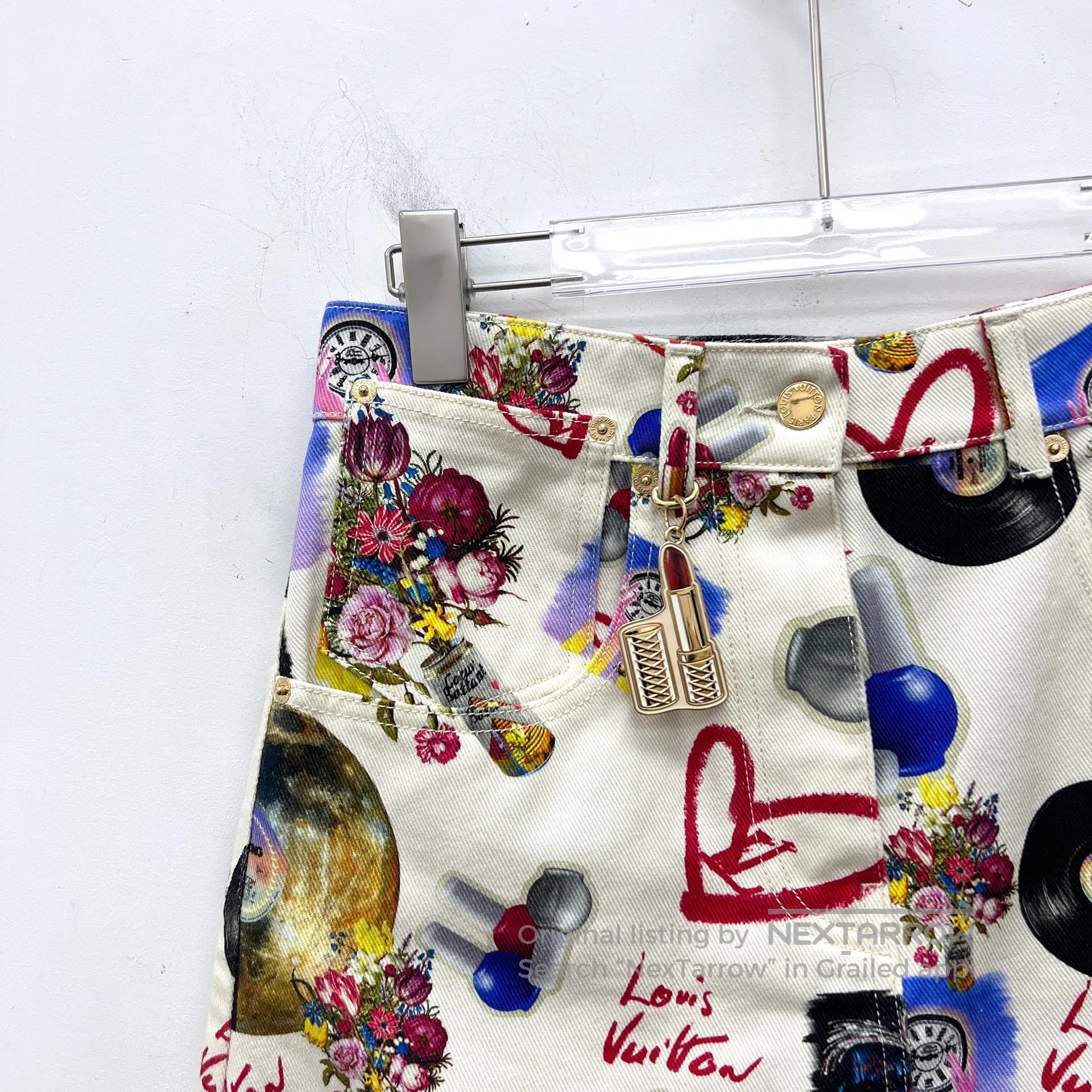 Louis Vuitton Louis Vuitton Multicolor Makeup Floral Print Denim Skirt| Size 35" - 3 Thumbnail