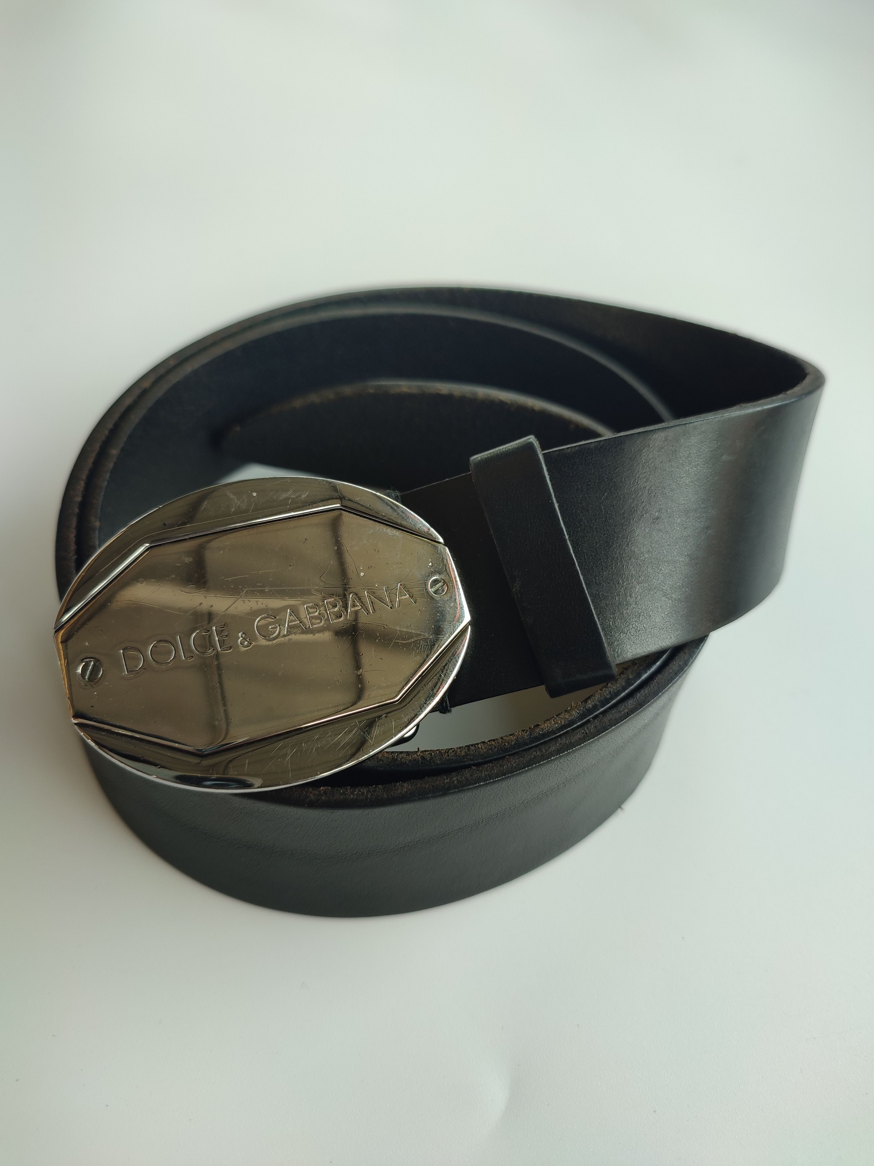 Dolce & Gabbana Authentic Dolce & Gabbana Black Leather Belt Size 44 - 1 Thumbnail