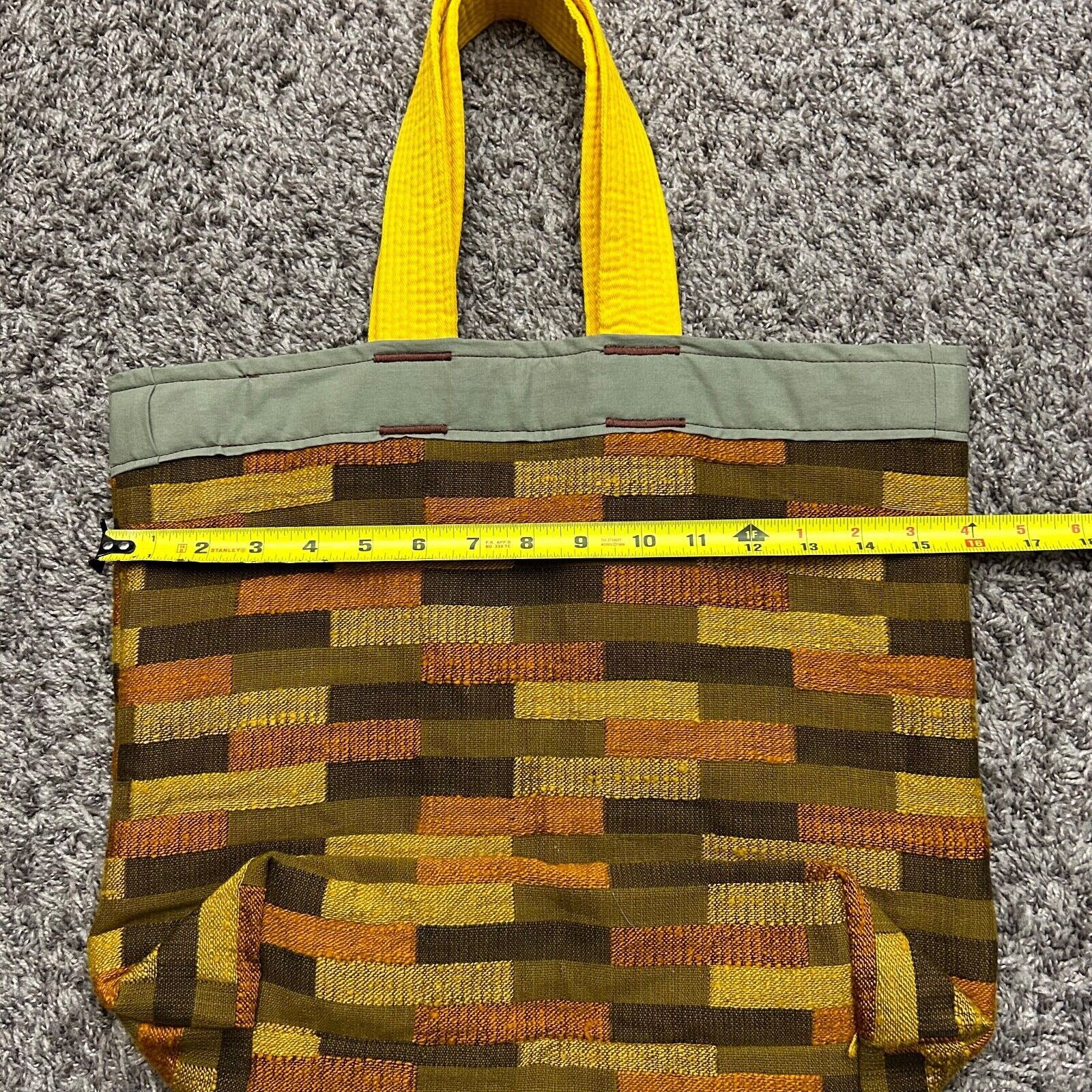 Handmade Handmade Geometric Tapestry Bag Small Tote Grocery Reusable Size ONE SIZE - 4 Thumbnail