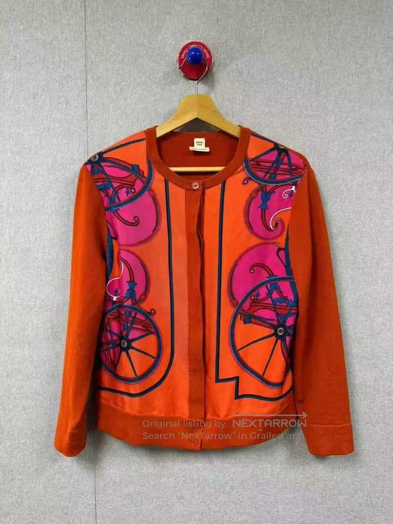 Hermes Hermes Silk Patchwork Long-Sleeve Knit Top Size XS / US 0-2 / IT 36-38 - 1 Thumbnail