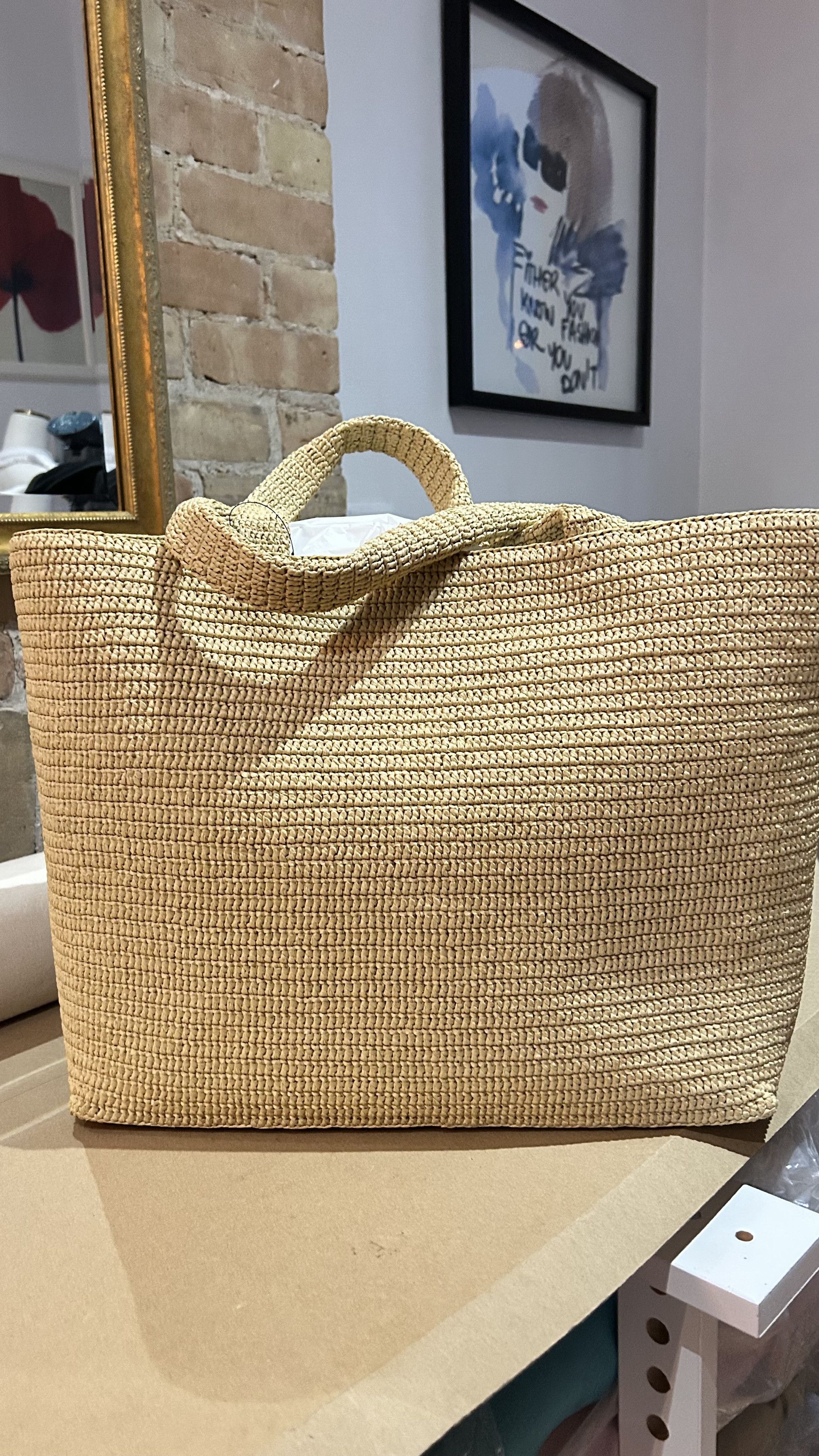 Saint Laurent Paris Saint Laurent Logo Supple Embroidered Raffia tote bag Size ONE SIZE - 2 Thumbnail