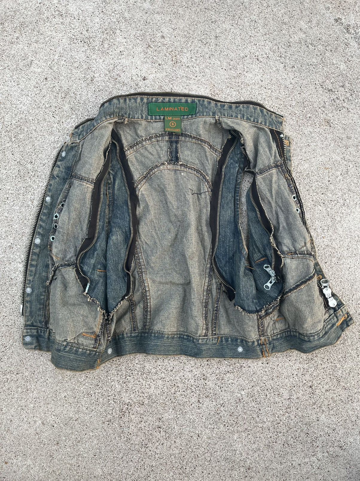 14th Addiction Laminated~Japanese Denim Vest Multi Zip Seditionaries Style Size US S / EU 44-46 / 1 - 5 Thumbnail