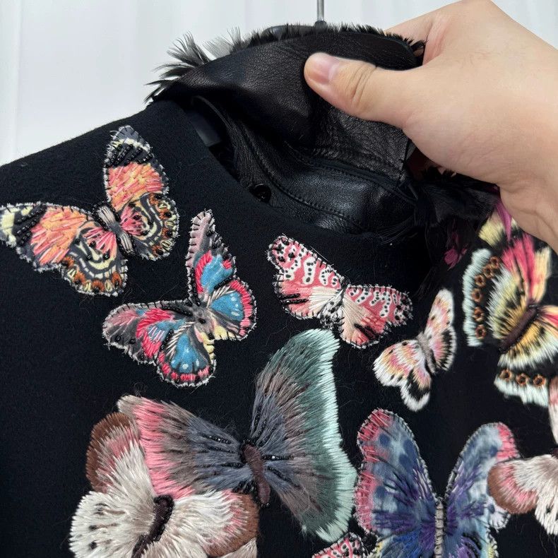 Valentino Valentino Heavy work embroidered butterfly nail bead wool Size S / US 4 / IT 40 - 5 Thumbnail