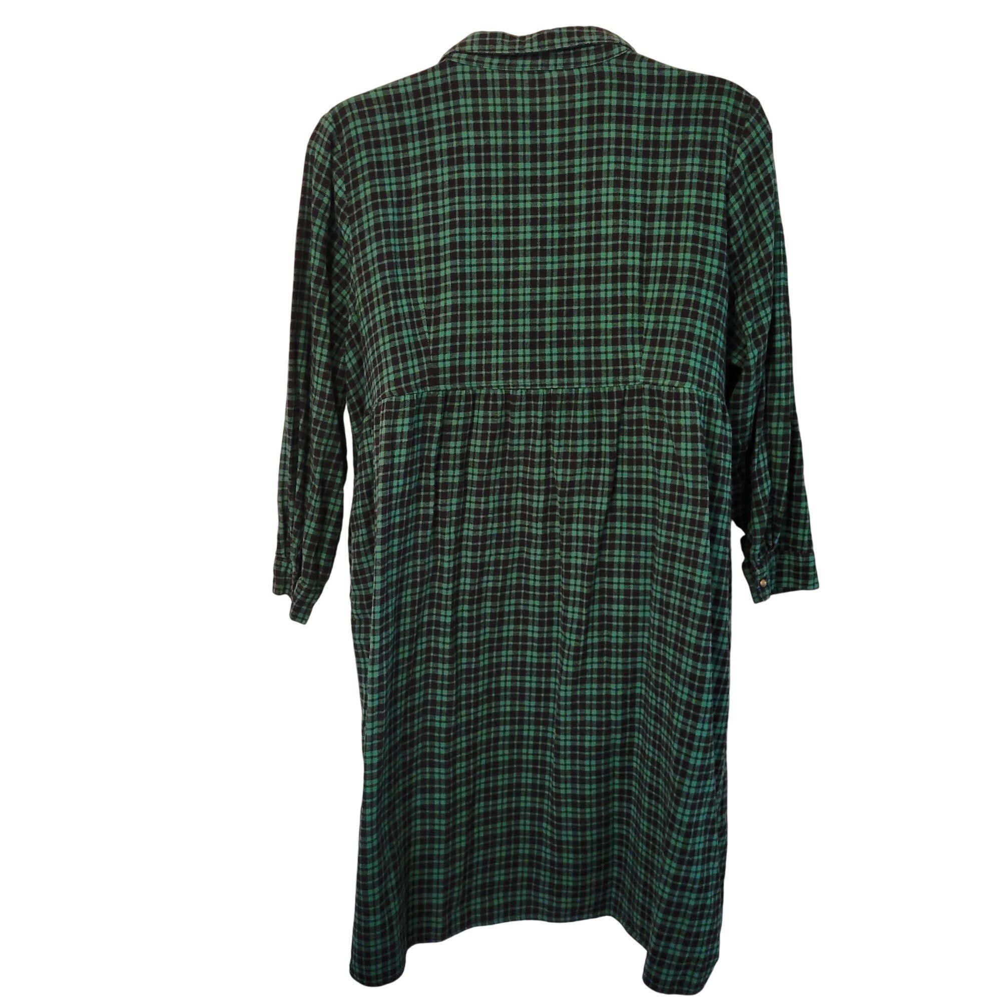 Other Woman Within 26W Plaid Green Black Button Down Dress Pockets Size 4XL / US 24-26 - 6 Thumbnail