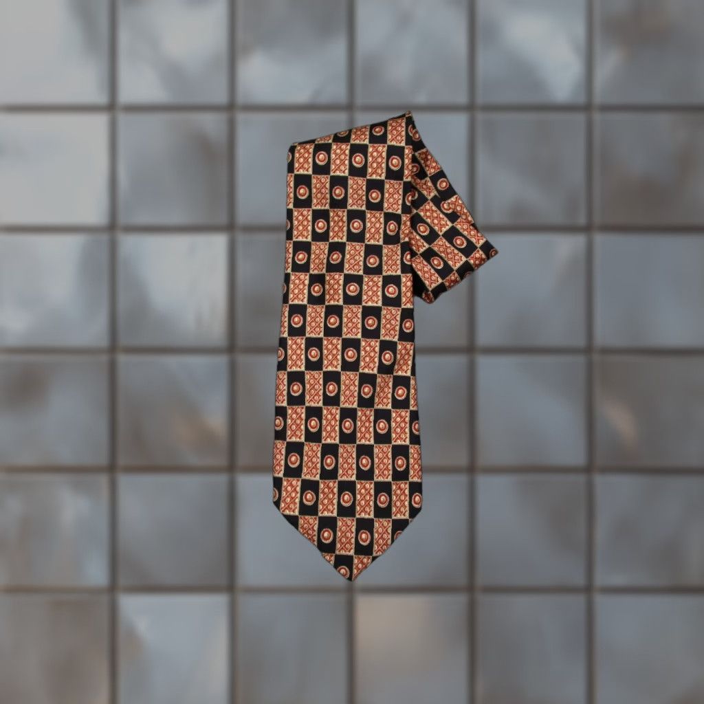 Canali Canali Tie Mens Red Silk Neck Abstract Geometric Designer Made in Italy Size ONE SIZE - 1 Thumbnail