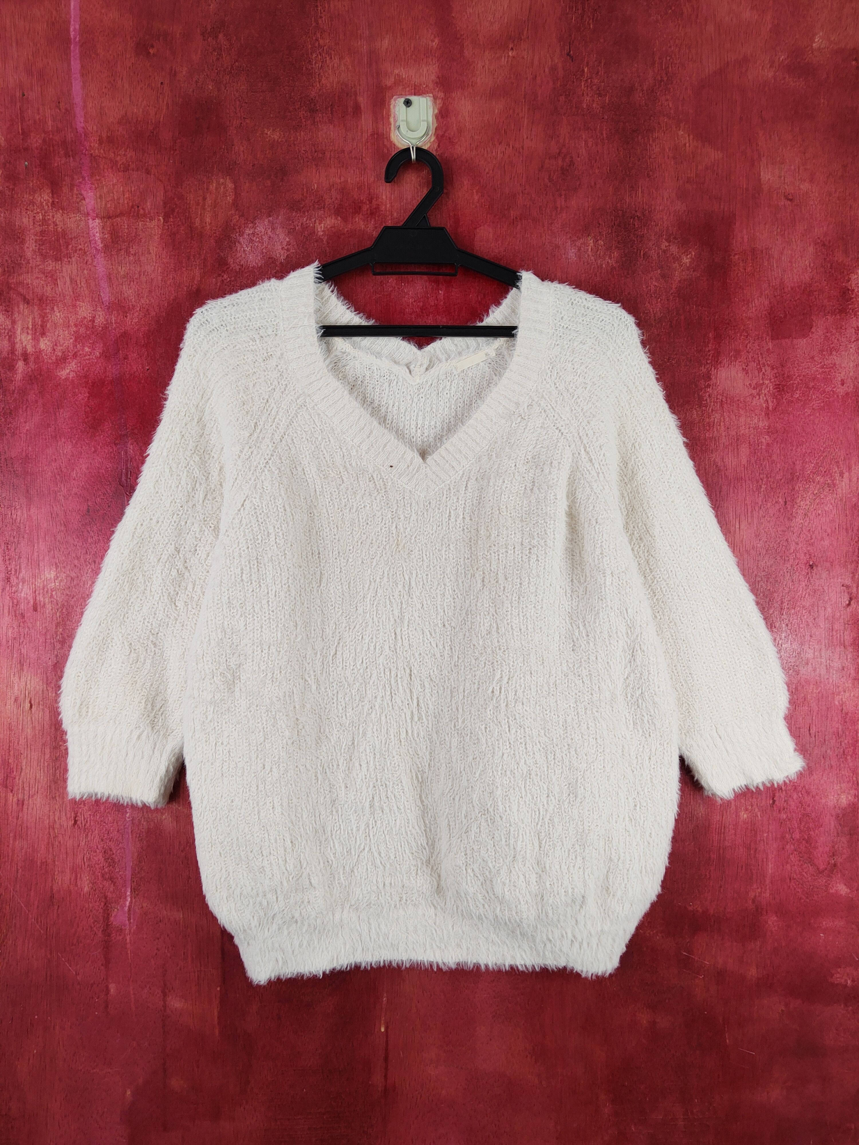 GU GU Ivory Shag Shaggy Fur Mohair Knitwear #S2003 Size L / US 10 / IT 46 - 1 Thumbnail