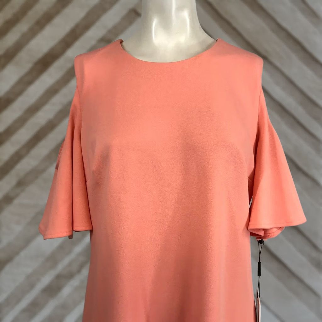 Calvin Klein Calvin Klein Dress Womens 12 Orange Coral Cold Shoulder Flutter Sleeve Sheath Size Size XL / US 12-14 / IT 48-50 - 1 Thumbnail