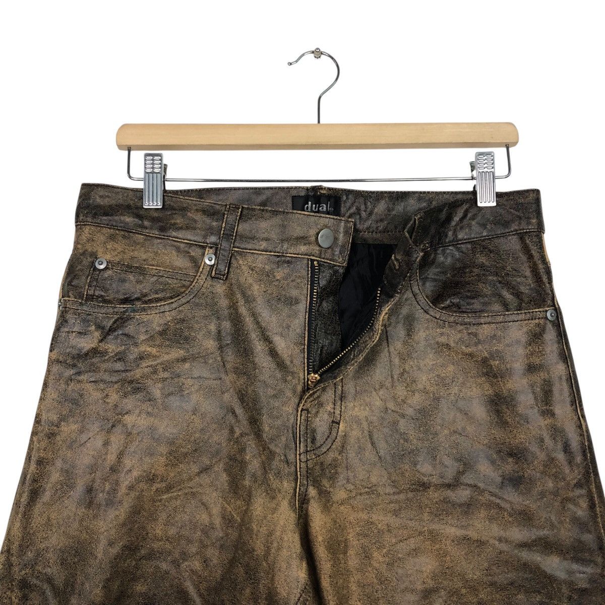 Japanese Brand 📌Vintage Biker Racing Leather Pants Dual Issey Miyake Size US 32 / EU 48 - 15 Thumbnail