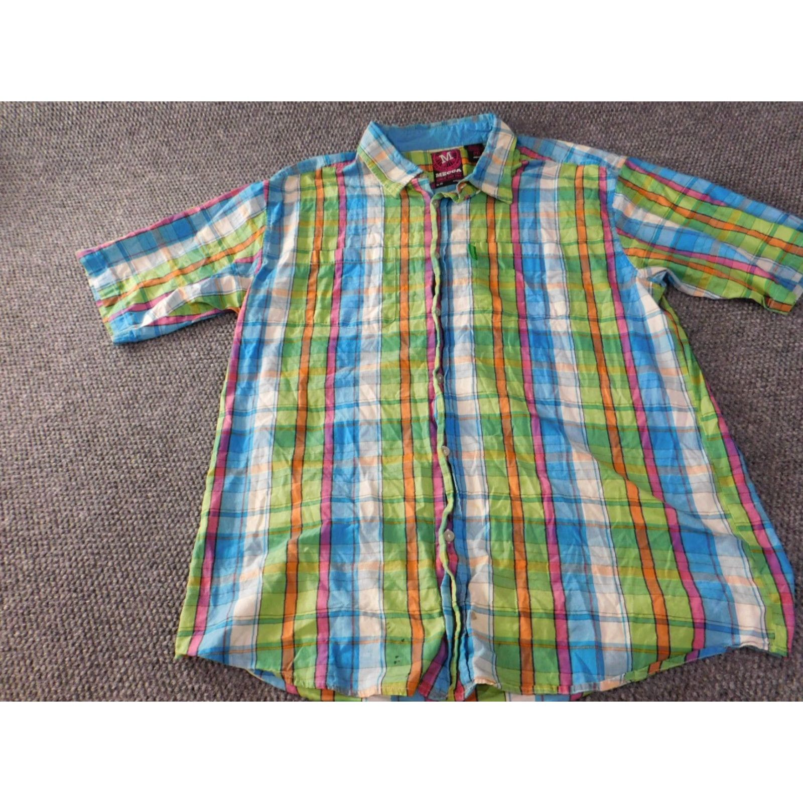 Vintage Mecca Shirt 2XL Green Button-Up Short Sleeve Collared Hip Hop Mens Green 2XL Button-Up Shirt Size US XXL / EU 58 / 5 - 3 Thumbnail