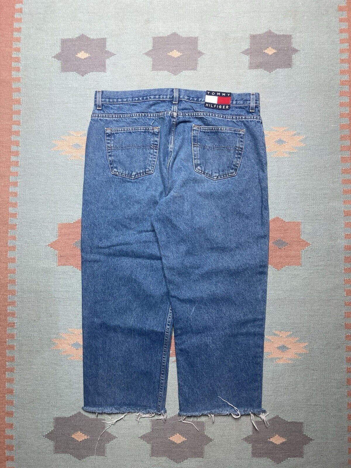 Tommy Hilfiger × Vintage Vtg y2k baggy jeans Tommy Hilfiger wide skater flag 38x25 Size US 38 / EU 54 - 1 Thumbnail