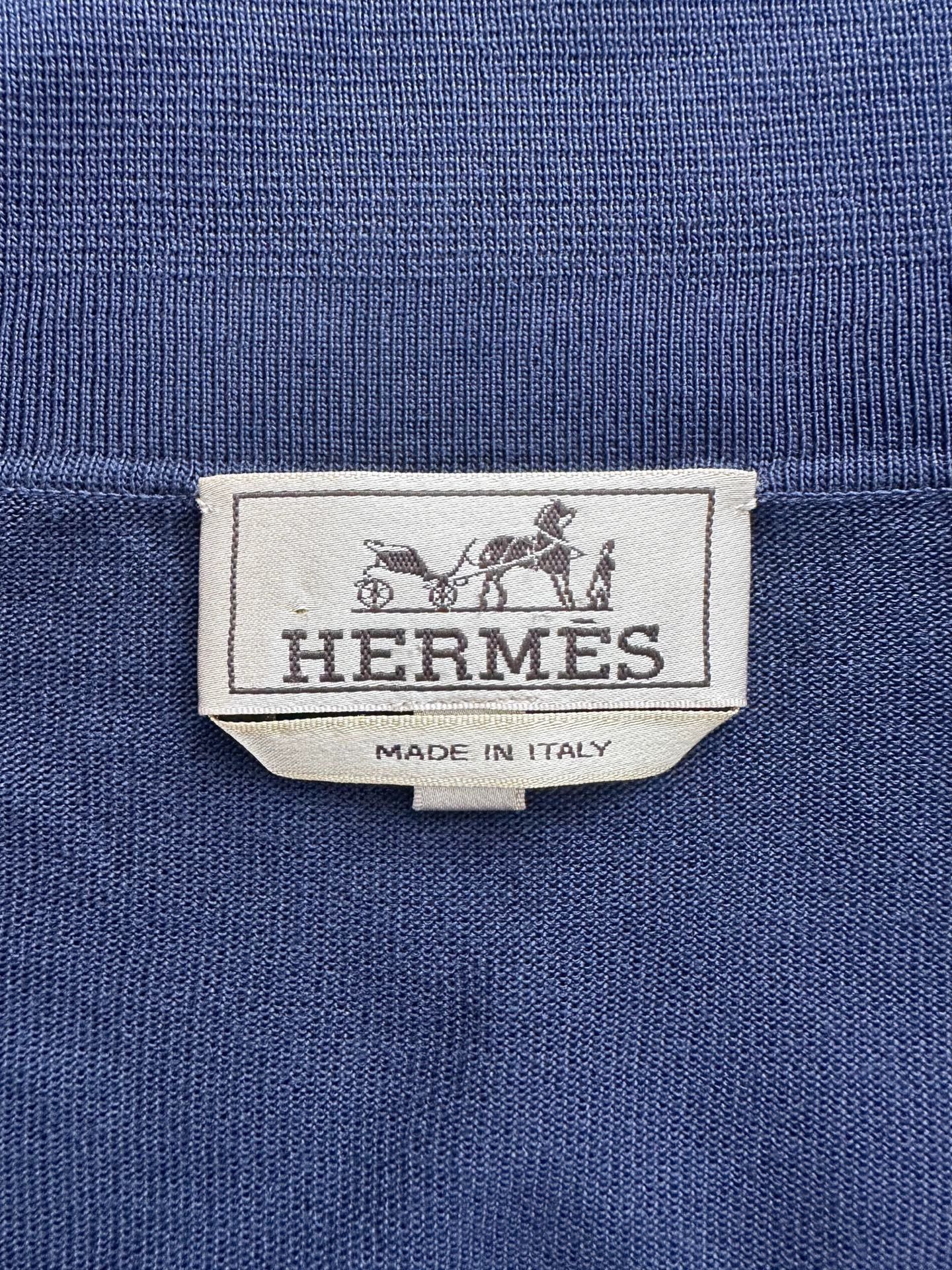 Hermes Hermes Silk V-neck Light Casual Knitted LS Top Women Navy L Size L / US 10 / IT 46 - 7 Thumbnail
