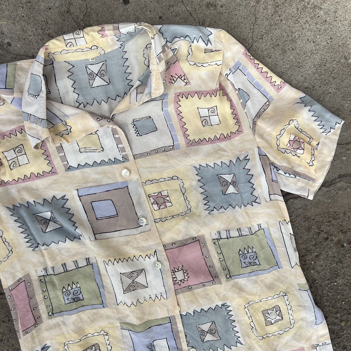Vintage Vintage Abstract Print Flowers Art Pastel Shirt Button Up Size US XL / EU 56 / 4 - 4 Thumbnail