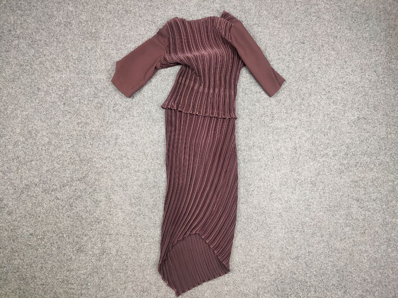 Designer Vintage Lesley George London pleated long asymmetric Dress Size M / US 6-8 / IT 42-44 - 10 Thumbnail