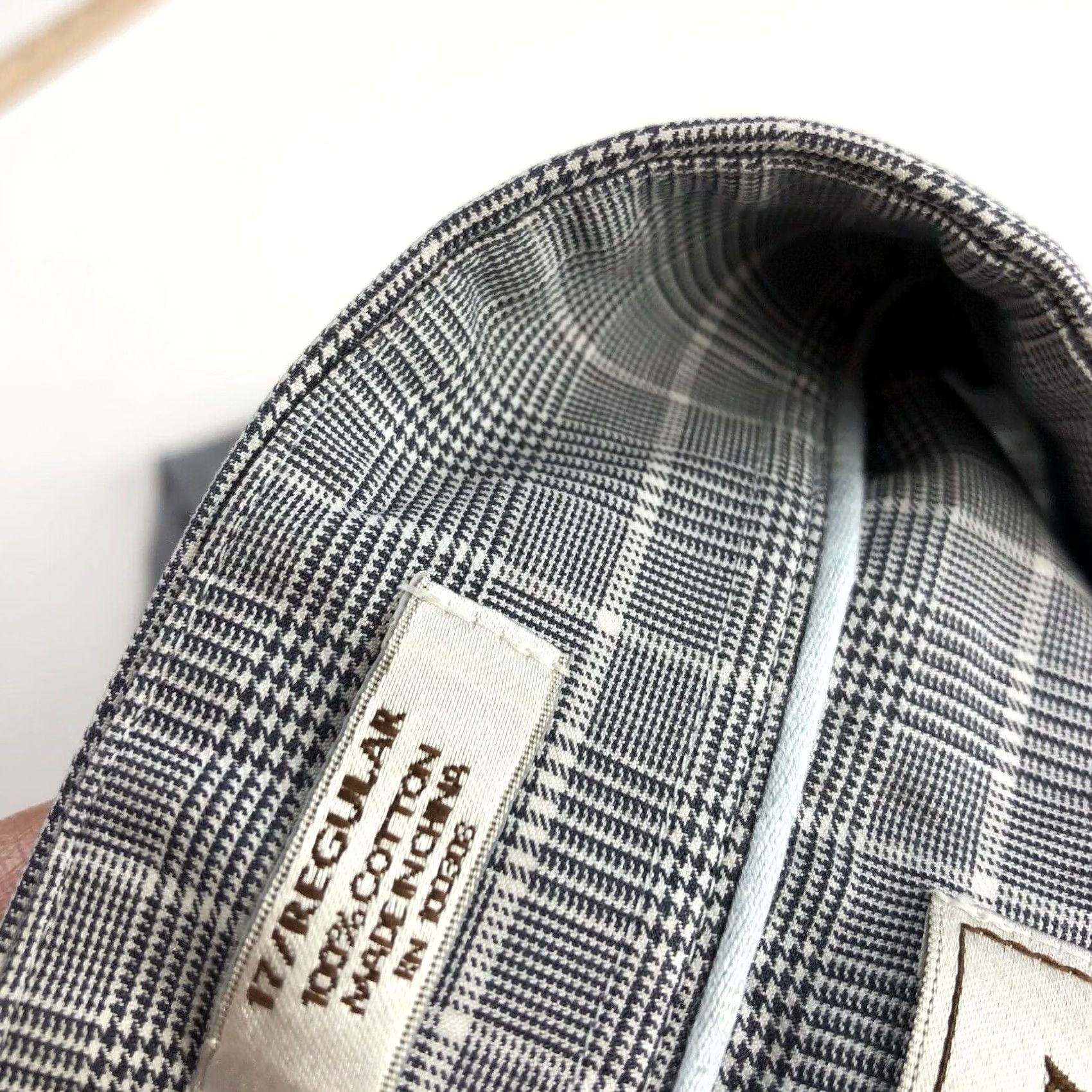 Peter Millar Peter Millar Nanoluxe Easy Care 17 Dress Shirt Long Sleeve Button Front Collared Plaid Gray Mens Regular Size 17 Size 46R - 6 Thumbnail