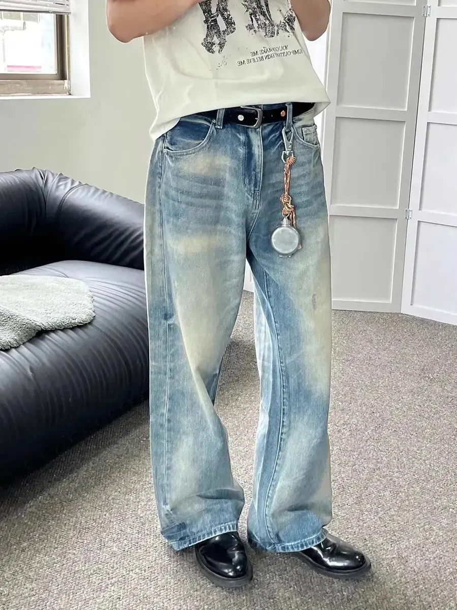 Japanese Brand Loose straight leg light colored jeans Size US 32 / EU 48 - 1 Thumbnail