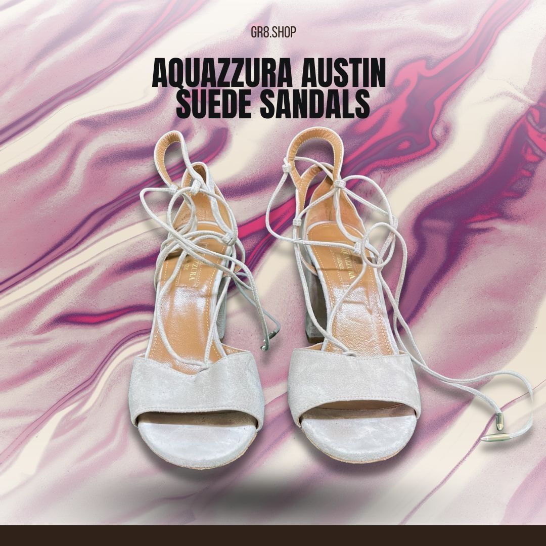 Aquazzura Aquazzura Austin Women Size 6.5 Suede Block Heel Sandals W/ Size US 6.5 / IT 36.5 - 1 Thumbnail