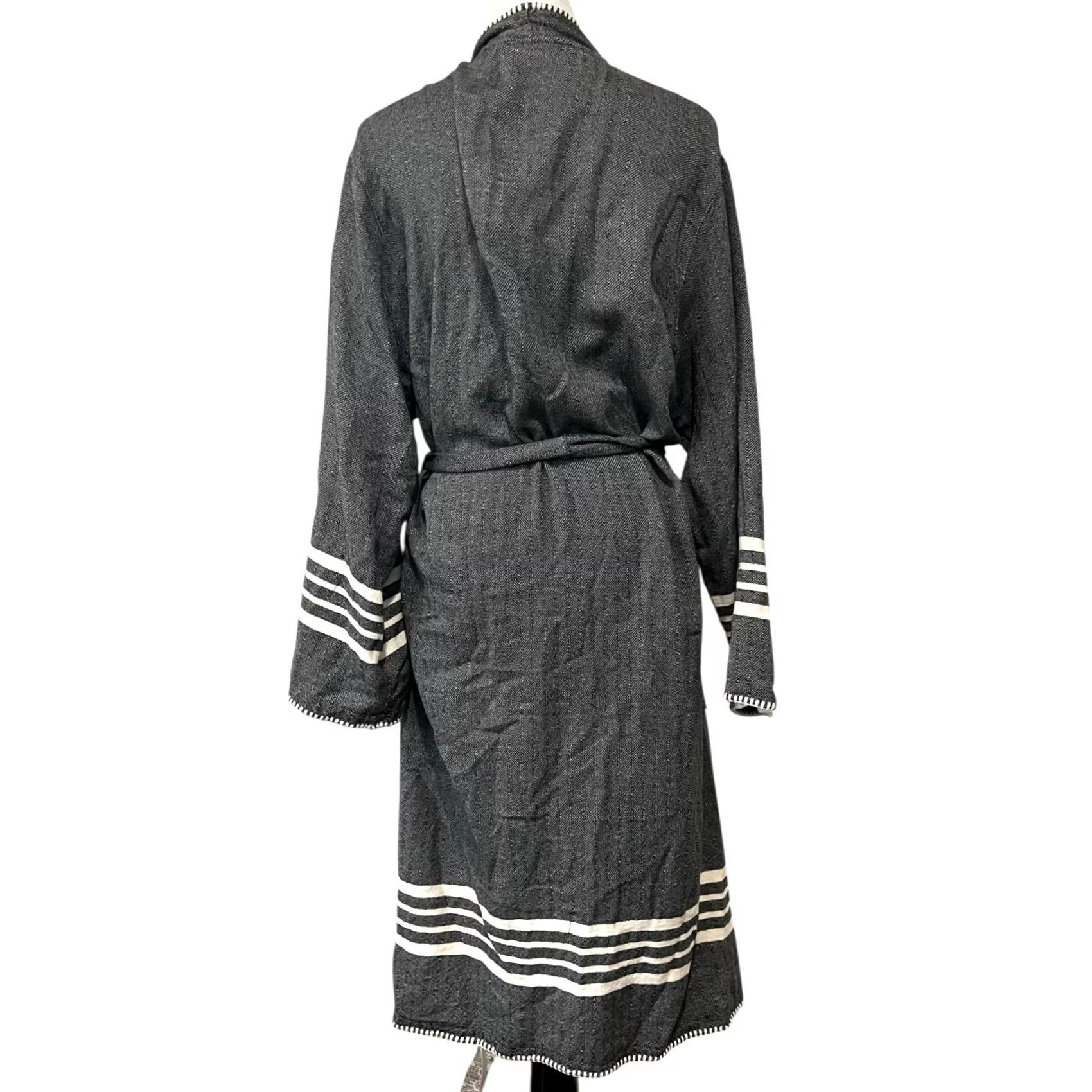 Vintage Buldano Turkish Cotton Robe Kimono Unisex Lightweight Hand-Woven Quick Dry Sz S Gray Size ONE SIZE - 6 Thumbnail