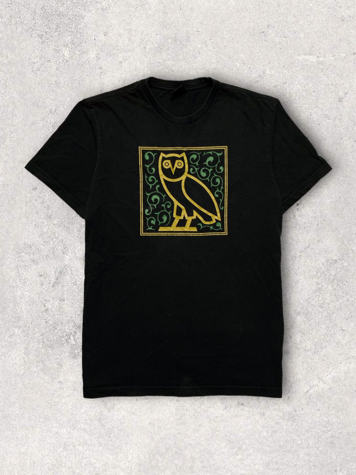 image of Ovo Drake Black Family Owl Tee Streetwear Drip Drill Vintage, Men's (Size Large)