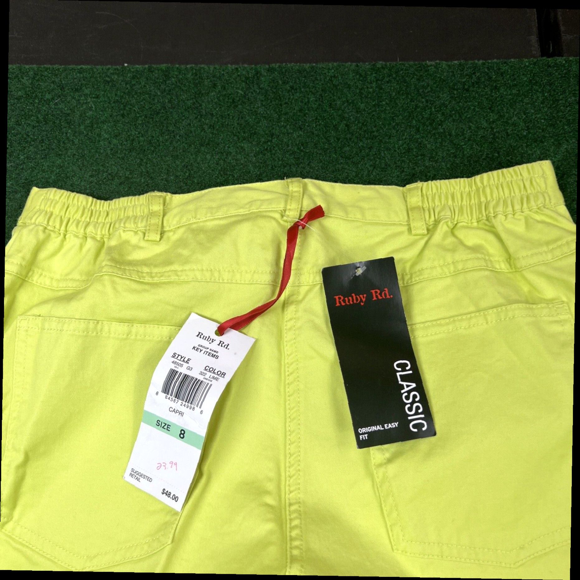 Vintage Ruby Rd Womans Size 8 Capri Pants New W Tags $48 Lime Green 28X24 Inches Size 30" / US 8 / IT 44 - 2 Thumbnail