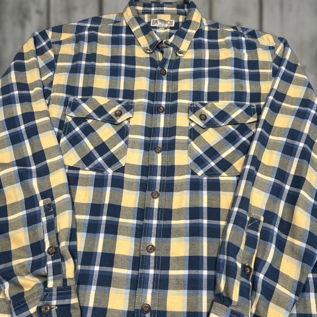 CO Duluth Trading Co Flannel Shirt Mens XL Tall Button-Down Plaid Blue Yellow Pockets Size US XL / EU 56 / 4 - 1 Thumbnail