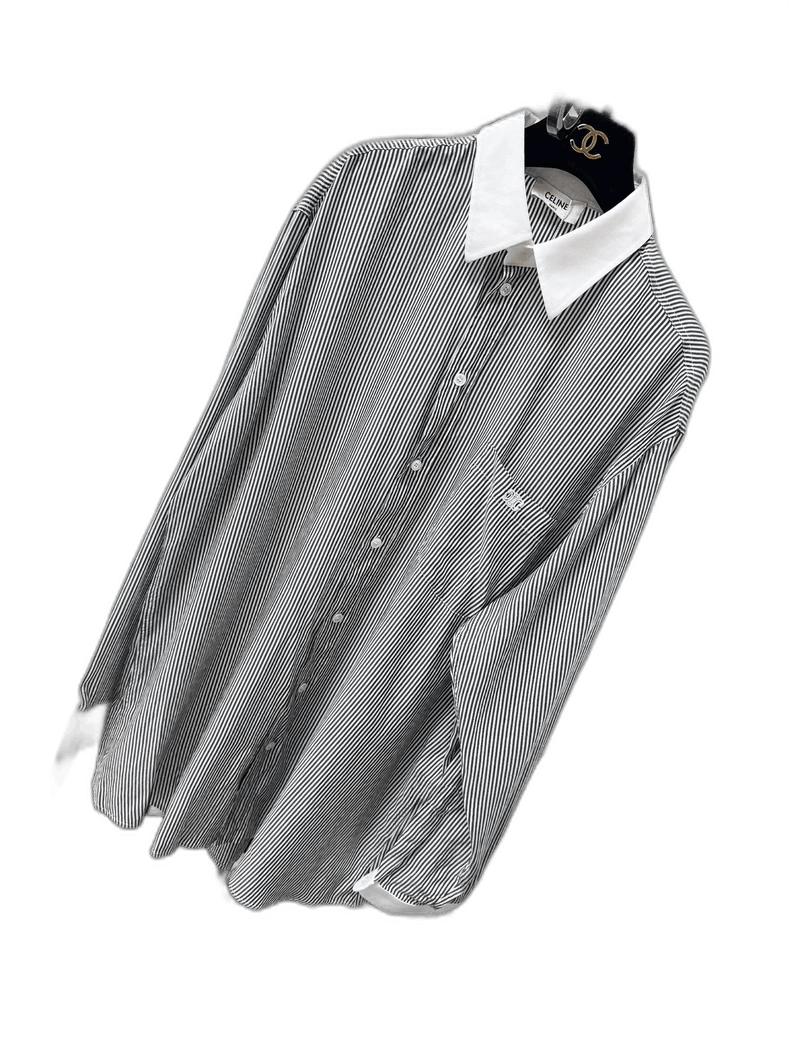 Celine Celine Striped Long Sleeve Button Up Shirt Size M / US 6-8 / IT 42-44 - 1 Thumbnail