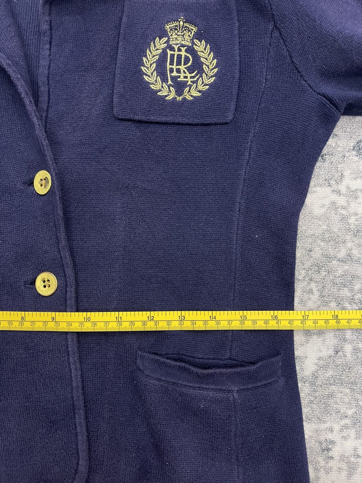 Polo Ralph Lauren Ralph Lauren Navy Knit Crest Blazer - Gold Bullion Patch Size S / US 4 / IT 40 - 16 Thumbnail