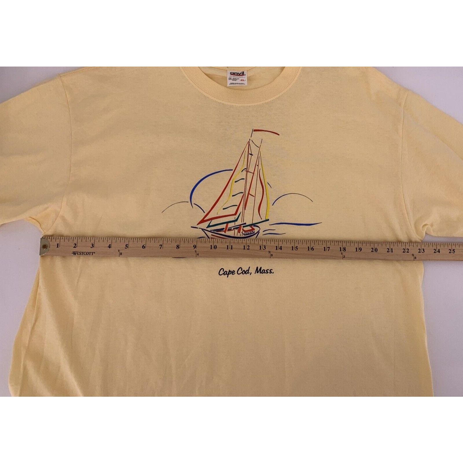 Anvil Vintage Y2K Anvil T-Shirt CAPE COD, MASS Sailboat Yellow XL Size US XL / EU 56 / 4 - 7 Thumbnail
