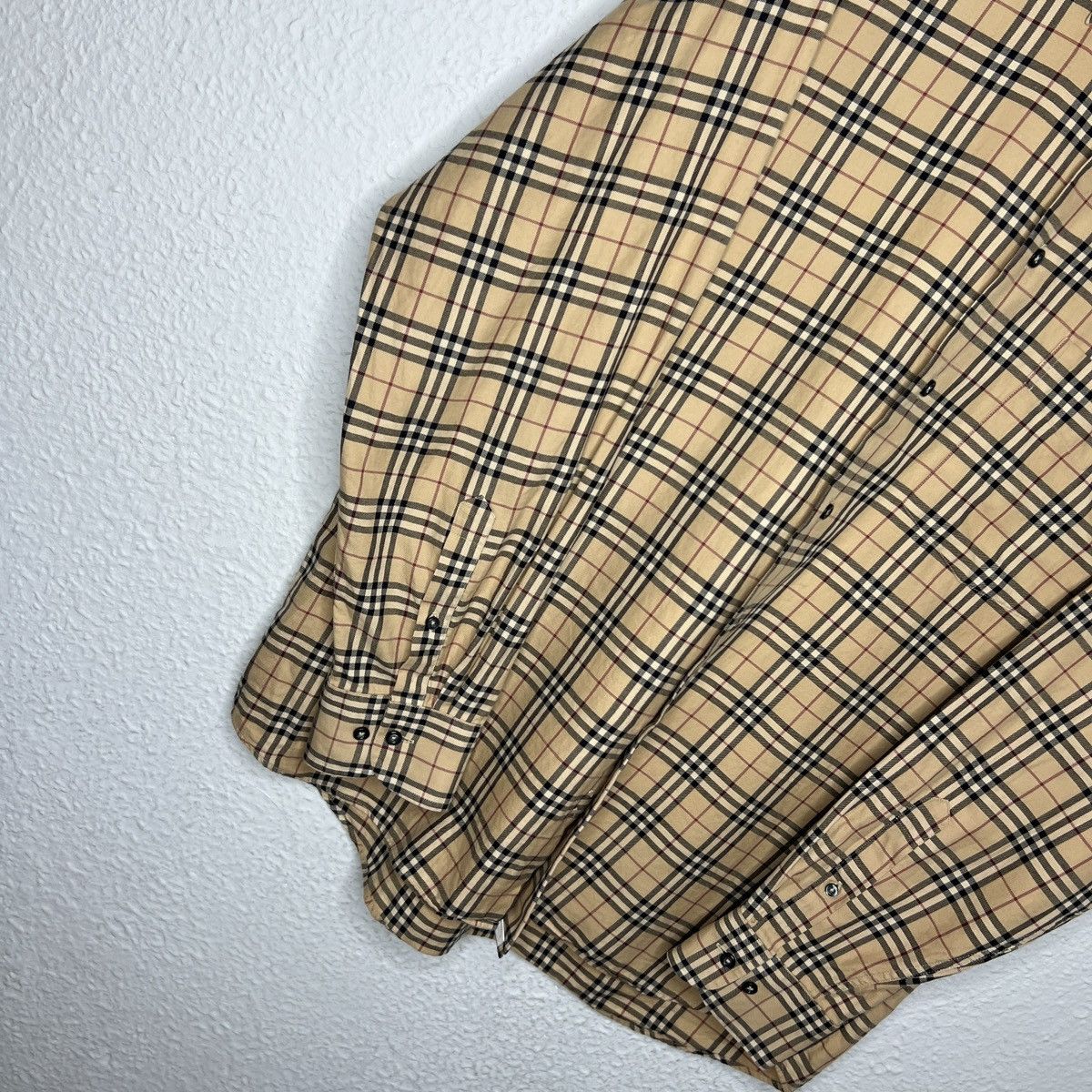 Burberry × Vintage Burberry London Nova Check Pattern Button Up Shirt Beige Size US L / EU 52-54 / 3 - 2 Thumbnail