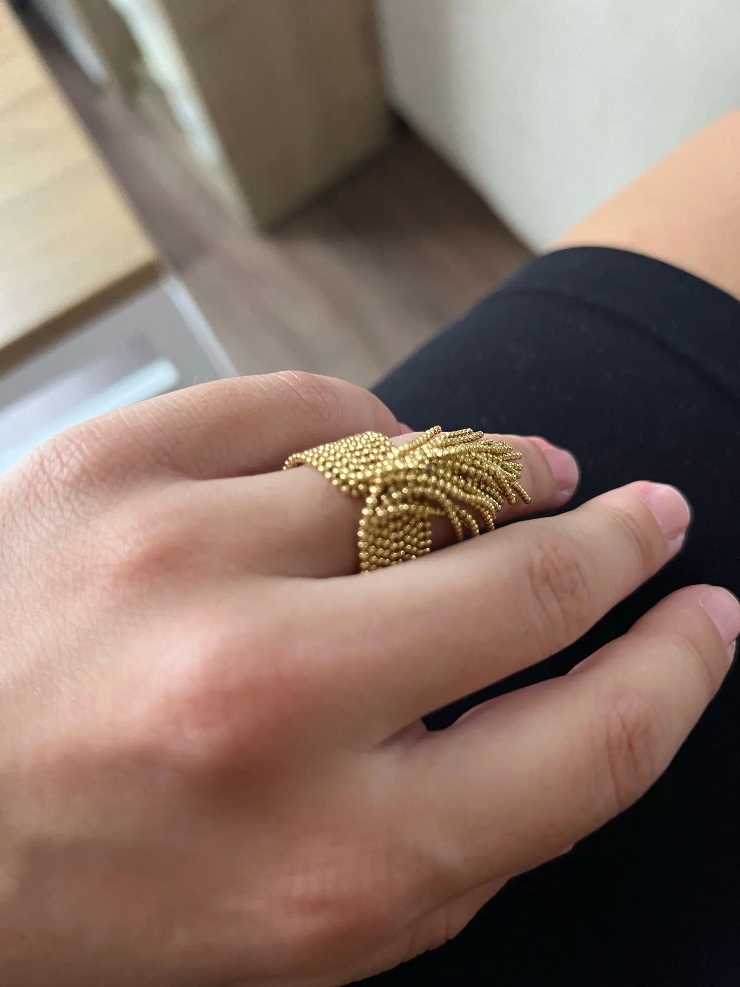 Jewelry Resizable 18K PVD Plated Stainless Steel Chain Tassel Ring Size ONE SIZE - 2 Thumbnail