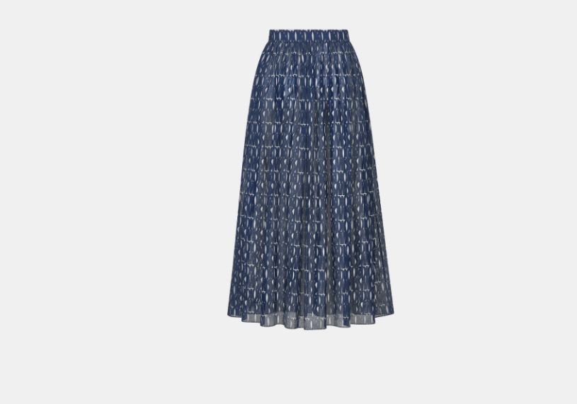 Dior o1w1db11225 451J63 Mid-Length Skirt in Navy Blue/White Size 26" / US 2 / IT 38 - 2 Thumbnail