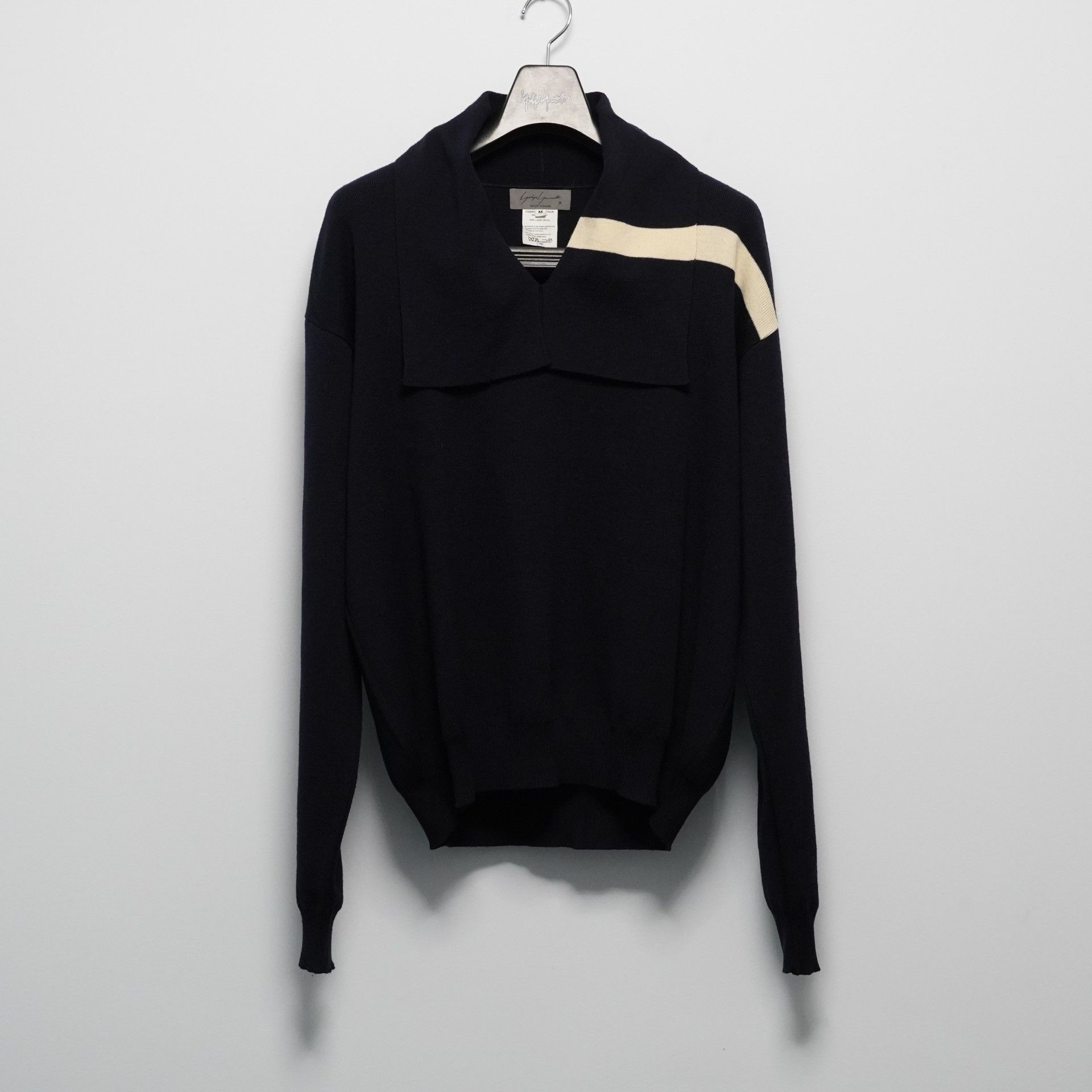Yohji Yamamoto Yohji Yamamoto 1980ss Navy Collar Wool Sweater Size US M / EU 48-50 / 2 - 1 Thumbnail