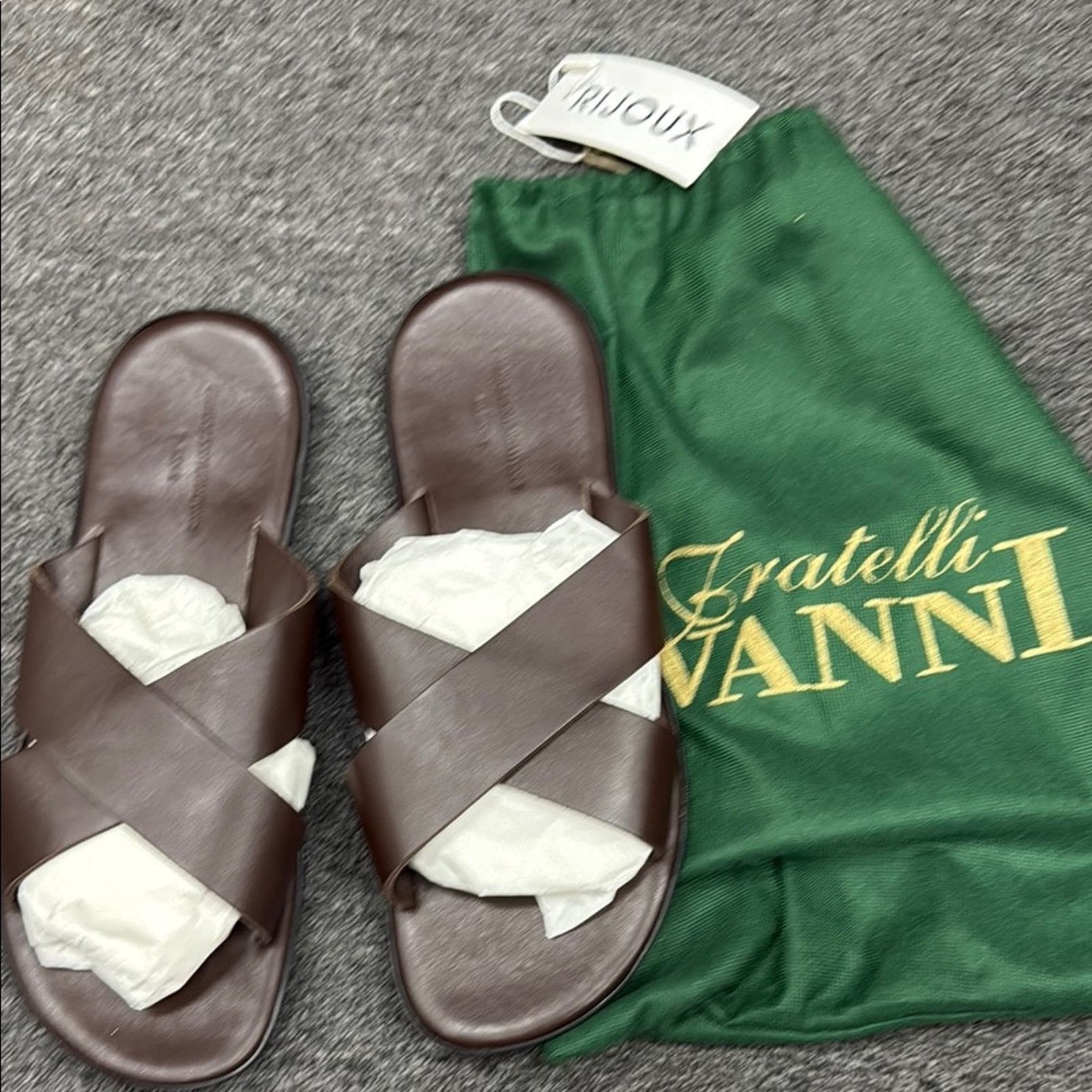 Fratelli Rossetti NWT Fratelli vanni for Rijoux Brown Leather Slides 11.5 EU44 Size US 11.5 / IT 41.5 - 1 Thumbnail