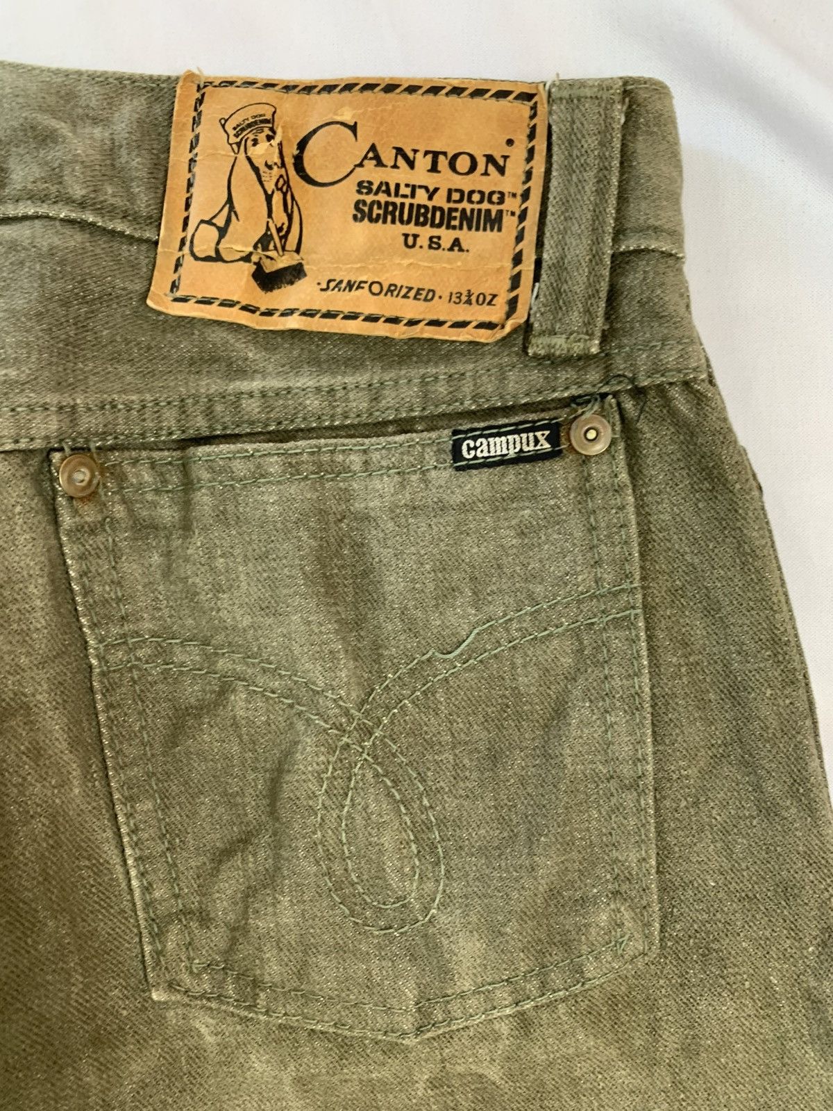 Vintage Very rare canton jeans scrubdenim saltydog sanforized Size US 27 - 13 Thumbnail