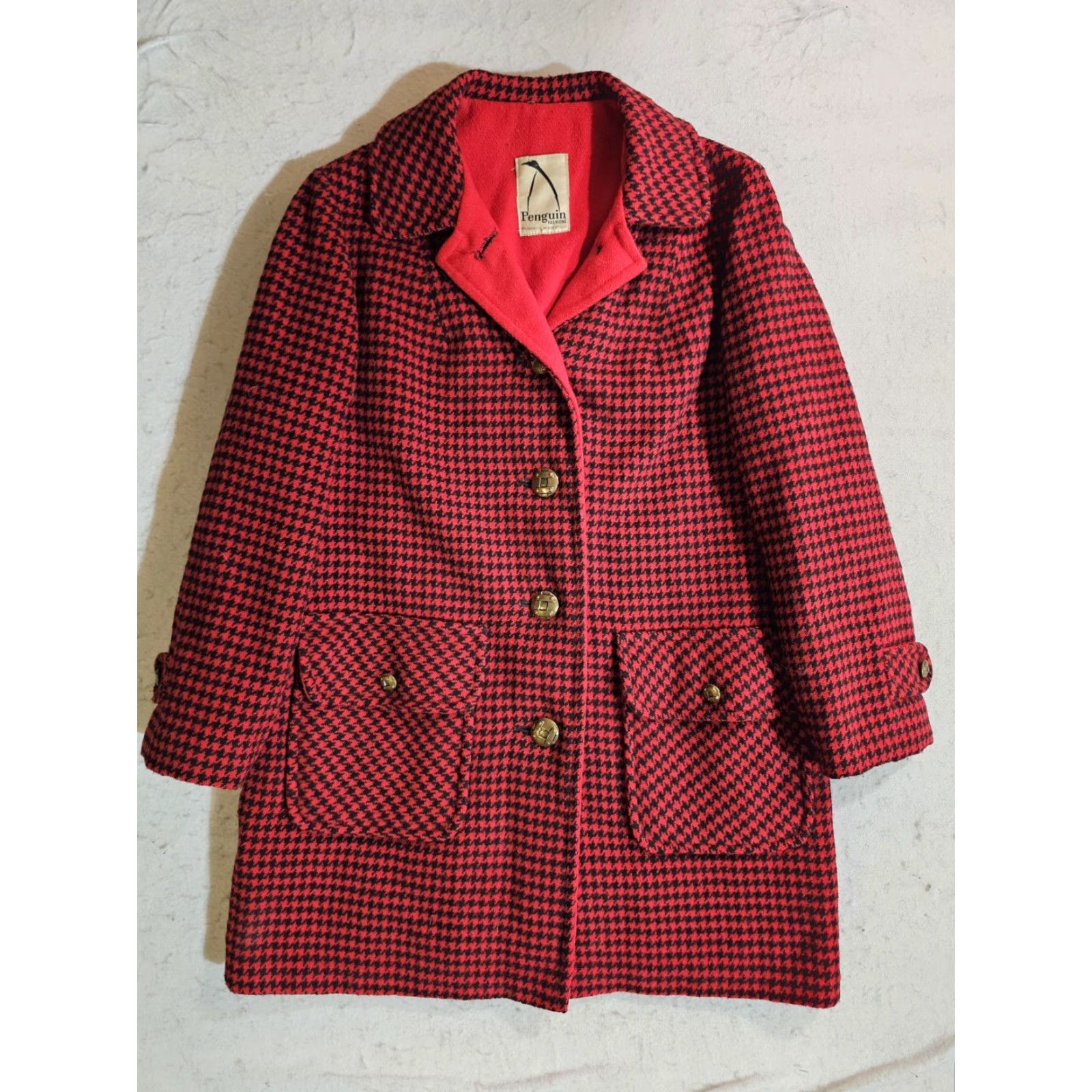 Vintage VINTAGE Penguin FASHION Wool Overcoat Black Red Check Womens Sz 12 Button-Up Coat 60s 1960s Wool Blend Regular Size L/XL Red Plaid Womens Size L / US 10 / IT 46 - 2 Thumbnail