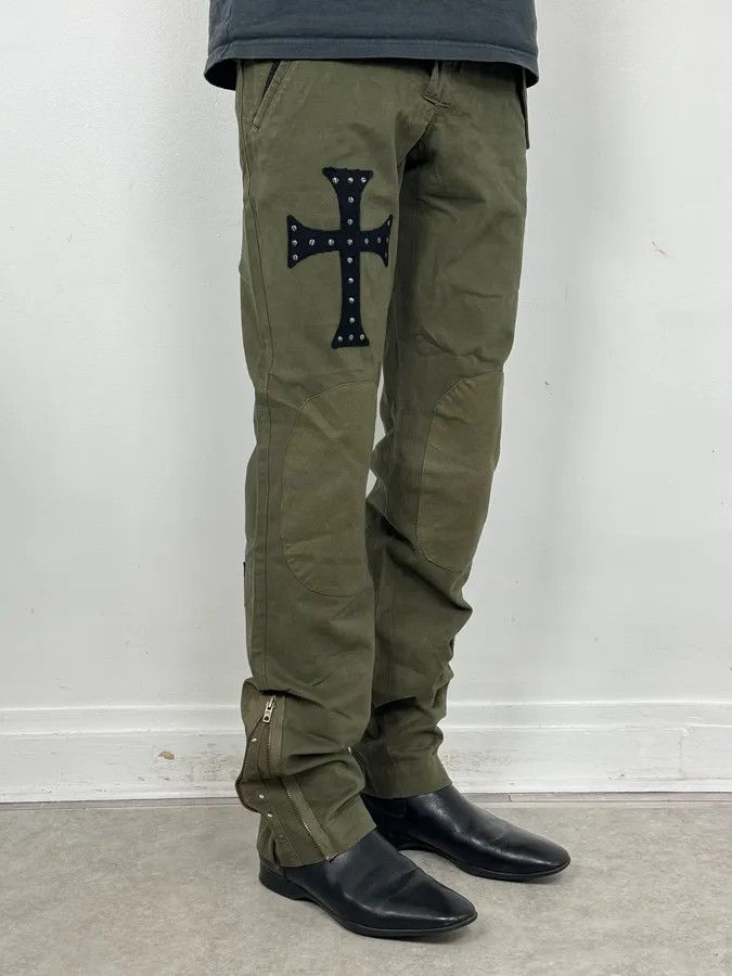 Daniele Alessandrini Daniele Alessandrini Green Cross Patch Flare Pants Size US 30 / EU 46 - 2 Thumbnail