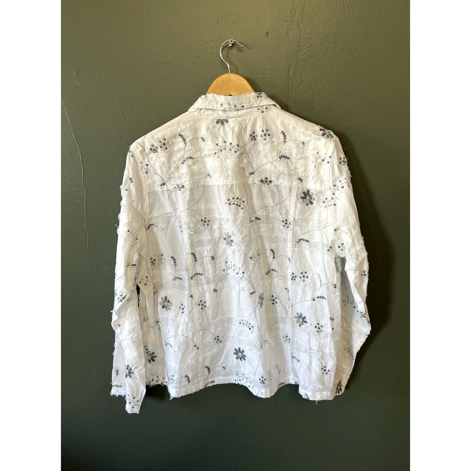 Vintage Focus Shirt XL White Long Sleeve Button-Up Floral Pattern NWT Womens Size XL / US 12-14 / IT 48-50 - 2 Thumbnail