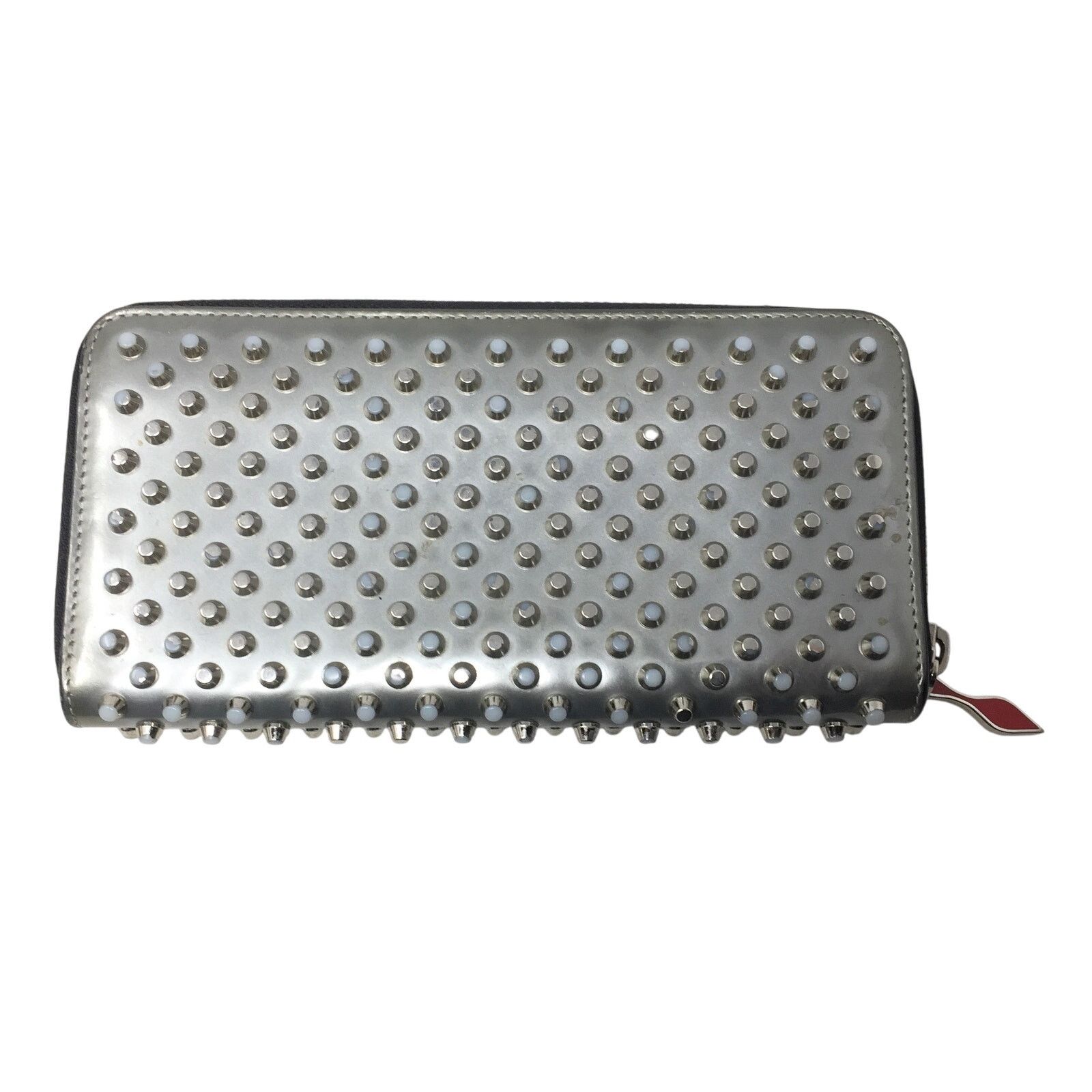 Christian Louboutin Christian Louboutin Silver Studded Zip Around Long Wallet Size ONE SIZE - 2 Thumbnail