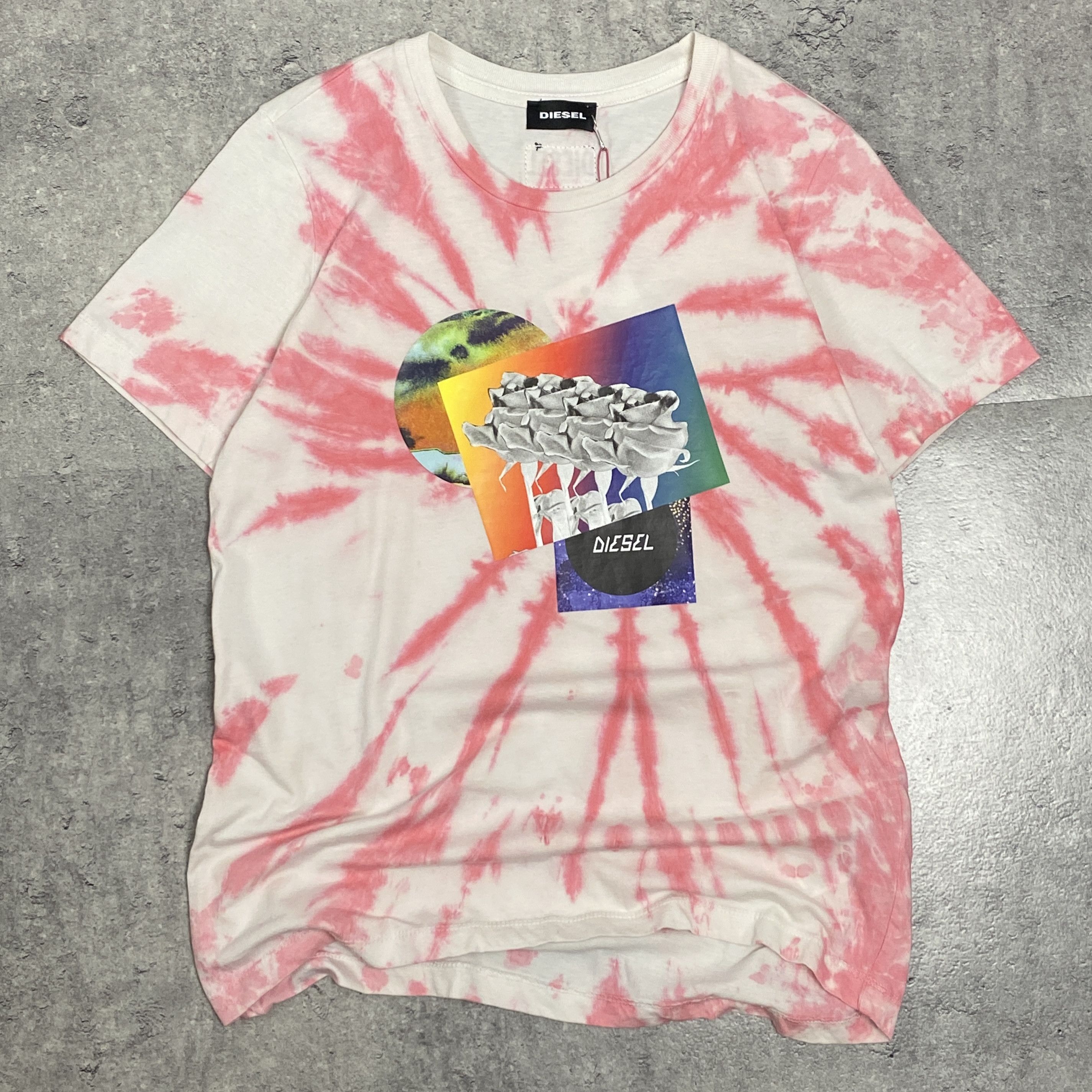 Diesel Diesel tie dye white pink t-shirt - S/M Size M / US 6-8 / IT 42-44 - 1 Thumbnail
