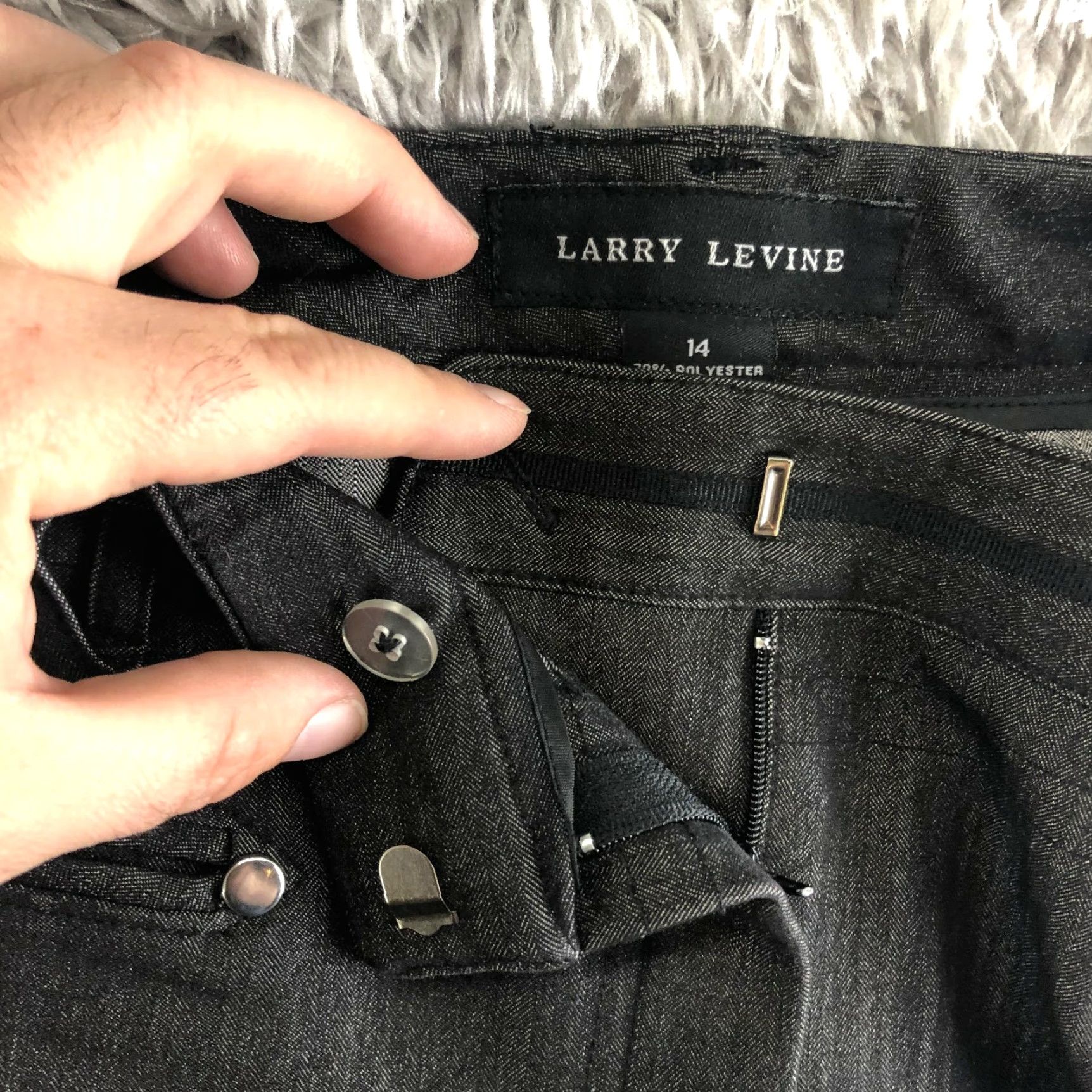 Vintage Larry Levine Womens Size 14 Gray Slack Dress Pants Polyester Rayon Spandex Dress Pants Womens 14 Gray Time: 00:00:00 Size 36" / US 14 / IT 50 - 7 Thumbnail