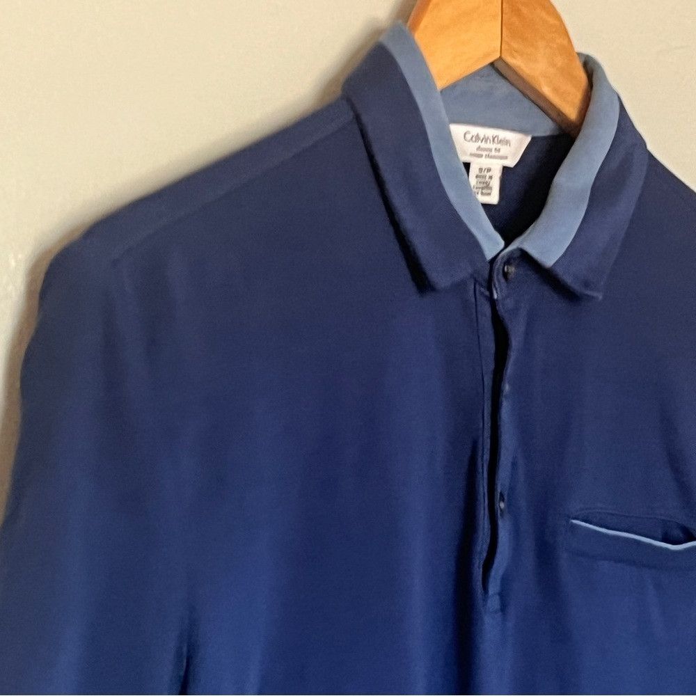 Calvin Klein Calvin Klein Mens Polo Performance Camisa Cotton Blue Small Size US S / EU 44-46 / 1 - 2 Thumbnail