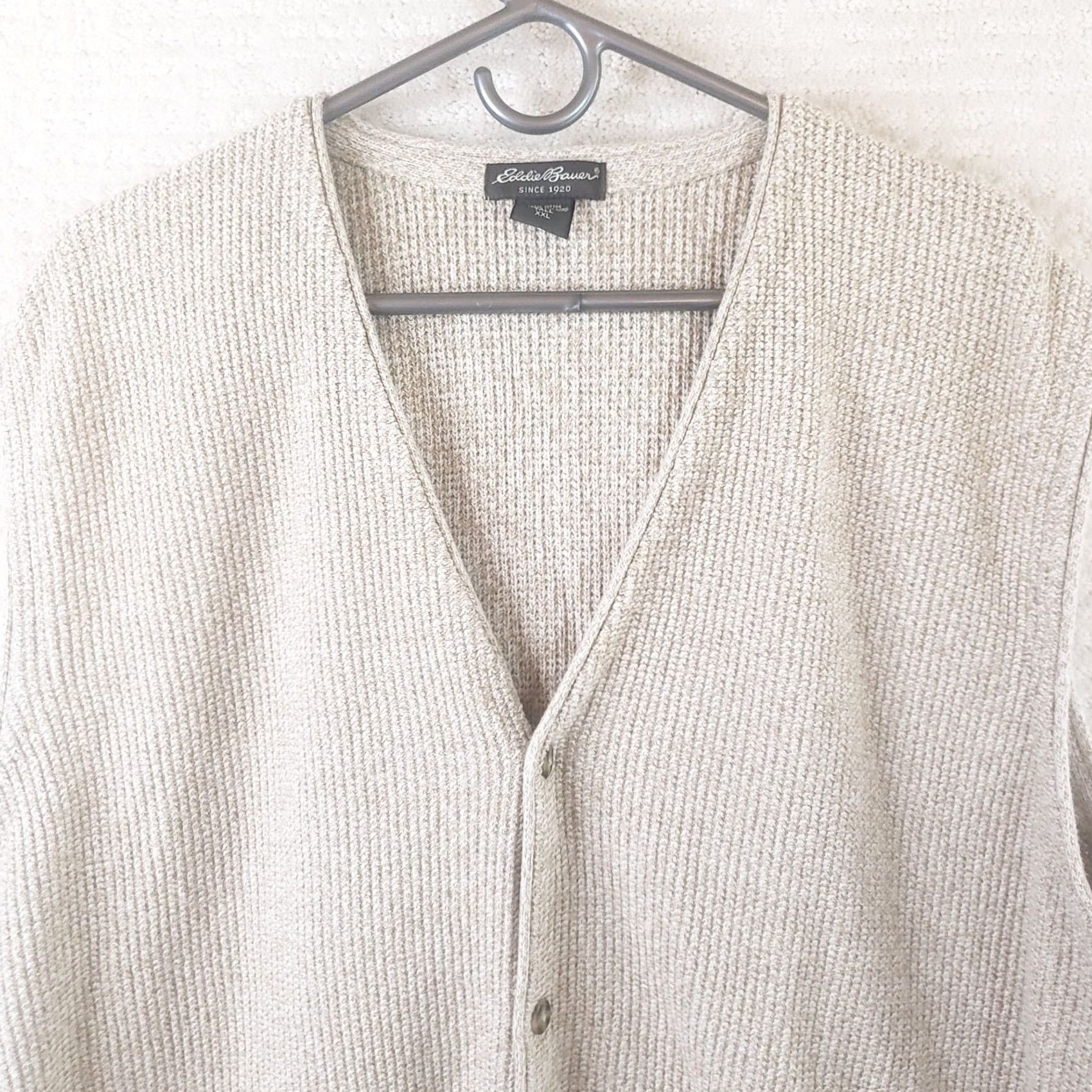 Eddie Bauer VINTAGE Eddie Bauer Sweater Vest Mens 2XLT Beige Button Front Cotton Knit Vest Sweatshirt Size US XXL / EU 58 / 5 - 4 Thumbnail