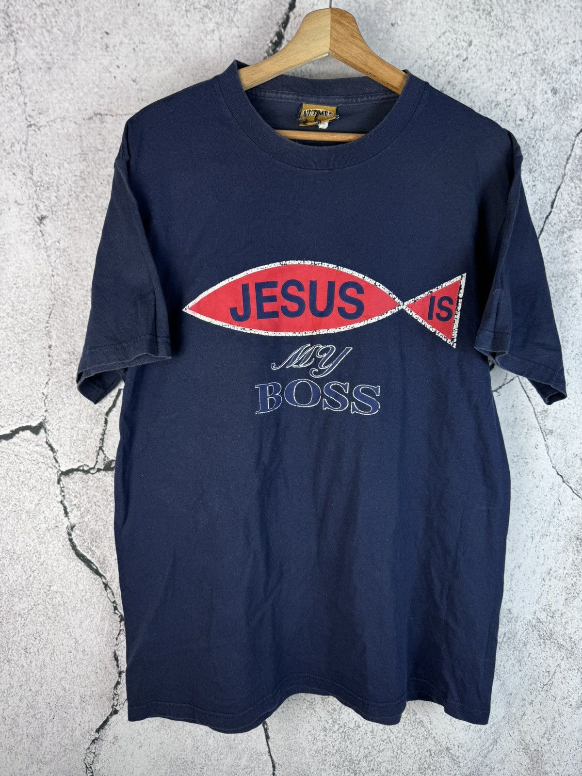 Vintage Vintage90s Jesus is my Boss tee tshirt Size US L / EU 52-54 / 3 - 1 Thumbnail