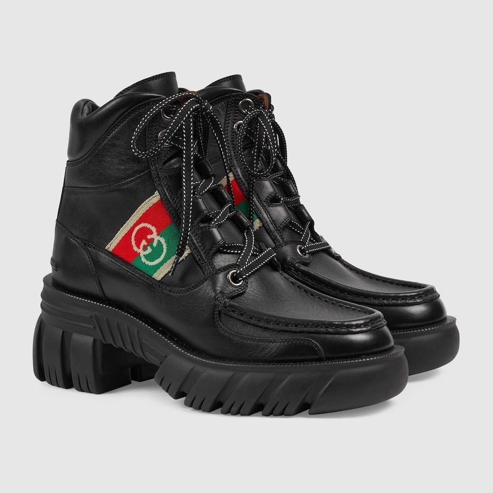 Romance GG Web-stripe leather boots