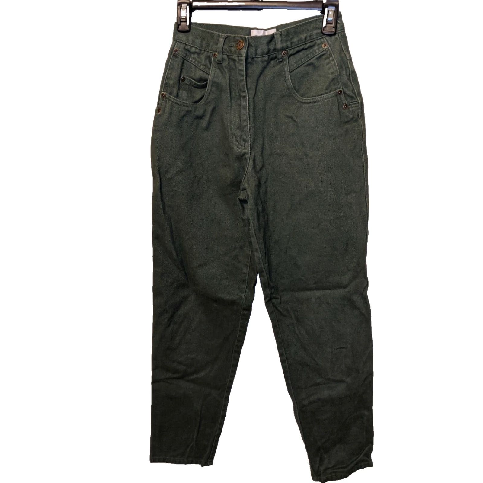 Vintage VINTAGE Christopher & Banks High Rise Tapered Leg Khaki Green Denim Mom Jeans 24" 0P Women Jeans 90s Boys? Size 25" / US 0 / IT 36 - 2 Thumbnail