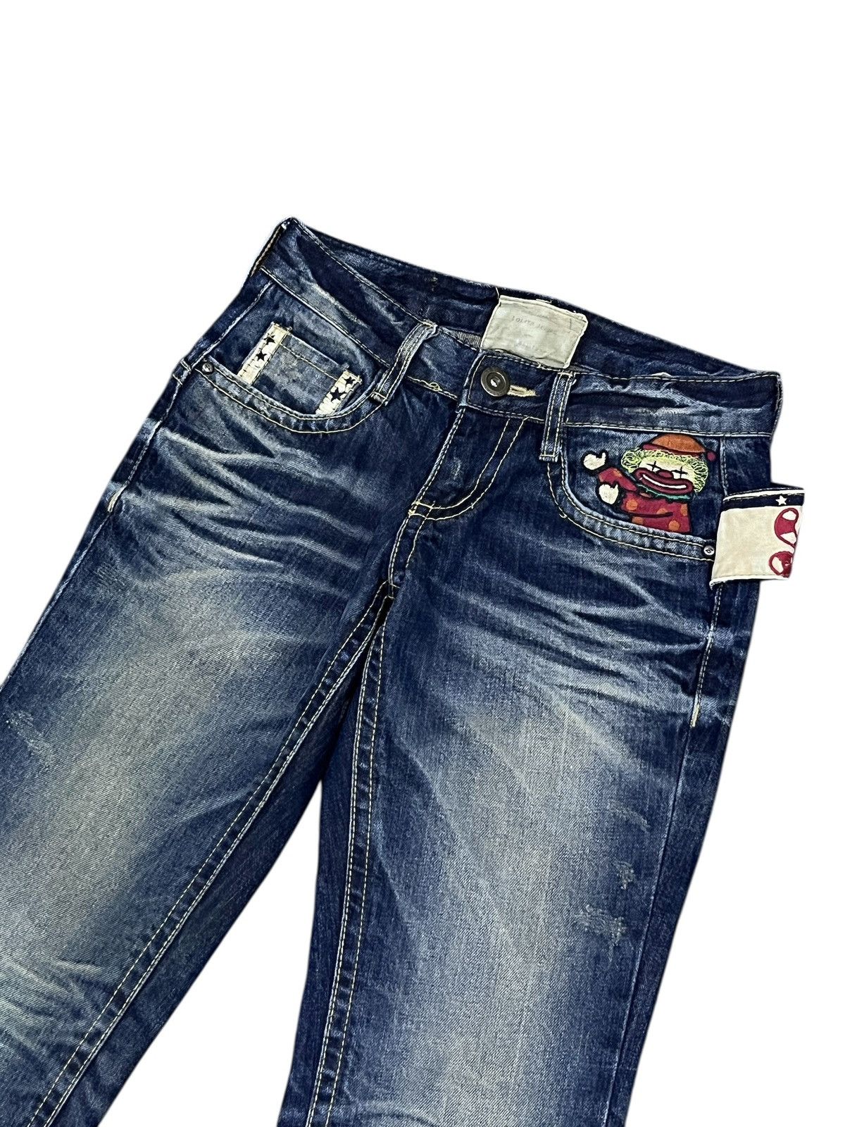 Vintage Lolita Circus Bold Embroidery Exotic Denim Cropped 3 Quarter Size 26" / US 2 / IT 38 - 8 Thumbnail